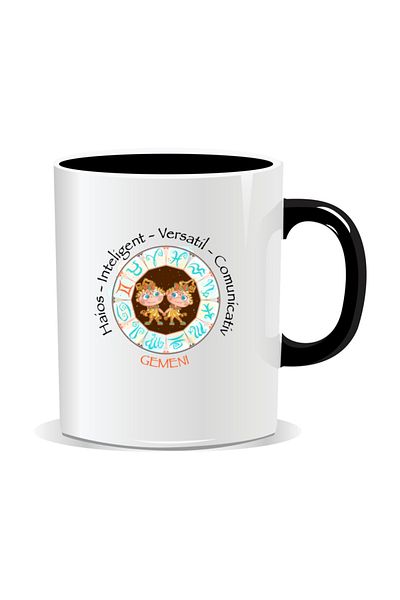 OEM Personalized mug with zodiac, complete horoscope with Gemini - Black interior
