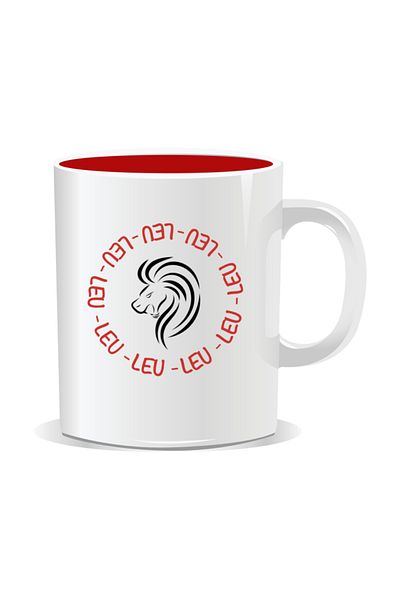 OEM Personalized mug with zodiac, Circle of Lions - Red interior