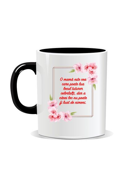 OEM Personalized mug with March 8 messages for mothers, Can take everyone's place - Black interior