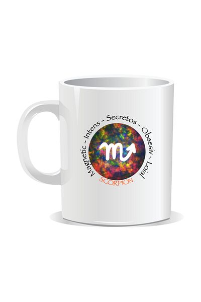 OEM Personalized mug with zodiac, Cosmos colored with Scorpions - White interior