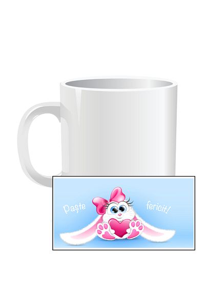 OEM Cana personalizata pentru Paste, Iepurica fericita - Interior alb