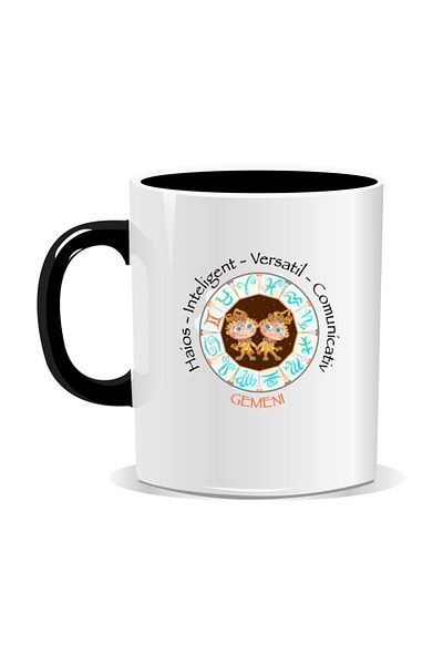 OEM Personalized mug with zodiac, complete horoscope with Gemini - Black interior