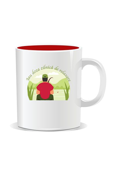 OEM Personalized mug with message for fishermen, I'm taking my daily dose of relaxation - Red interior