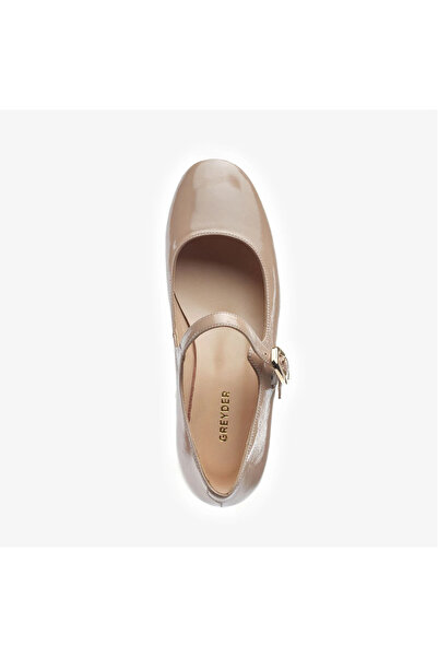 Greyder 59190 Light Mink Wrinkled Patent Leather Genuine Leather Women's Ballerinas