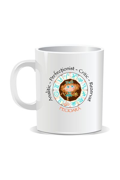 OEM Personalized mug with zodiac, Full horoscope with Virgo - White interior