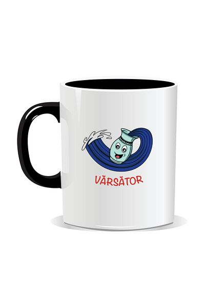 OEM Personalized mug with zodiac sign, Aquarius zodiac symbol - Black interior