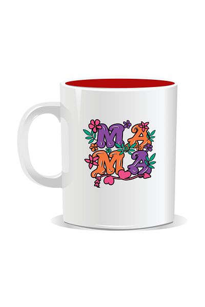 OEM Personalized mug with March 8 messages for mothers, MOM - Red interior
