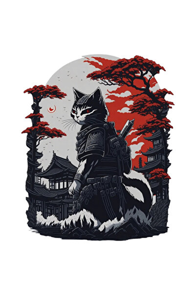 INOVATIX Set de 8 autocolante cu pisica ninja, INOVATIX®. 6 cm