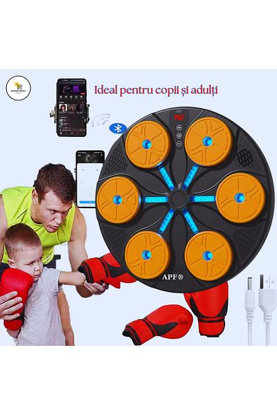 Generic FOTOFUN® Smart Boxing Machine with Bluetooth, RGB Lights, Gloves Included Home Gym, orange