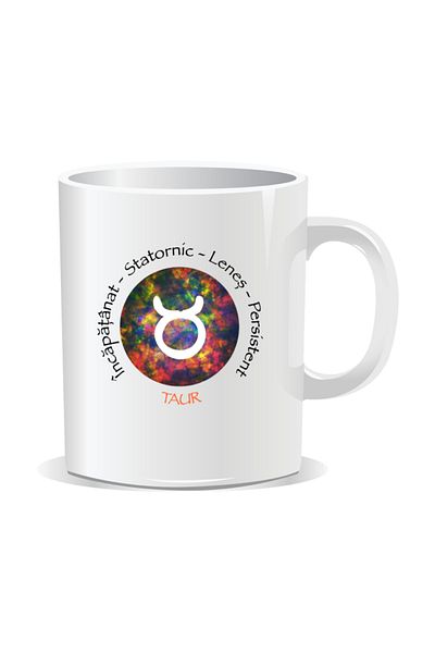 OEM Personalized mug with zodiac, Cosmos colored with Taurus - White interior