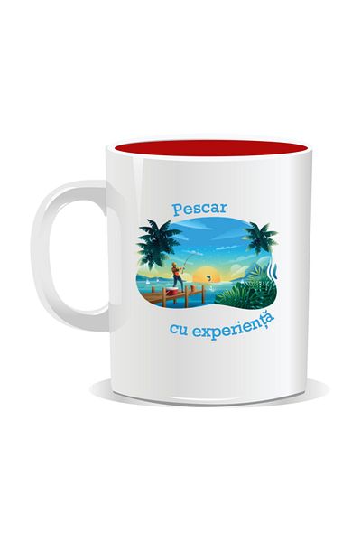 OEM Personalized mug with message for fishermen, Experienced fisherman - Red interior