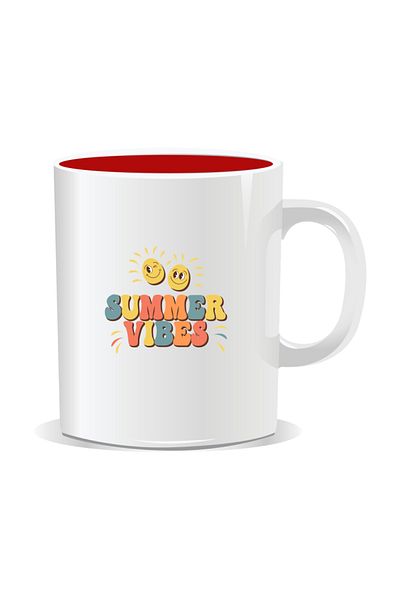 OEM Personalized mug with summer messages, Summer Vibes 8 - Red interior