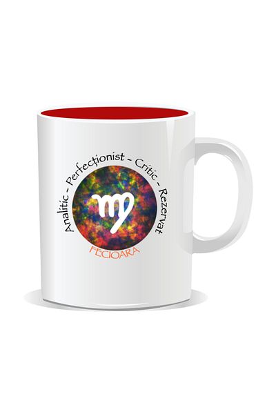 OEM Personalized mug with zodiac, Cosmos colored with Virgo - Red interior