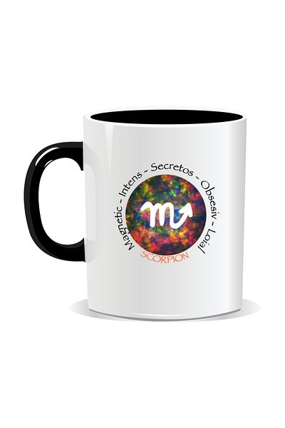 OEM Personalized mug with zodiac, Cosmos colored with Scorpions - Black interior