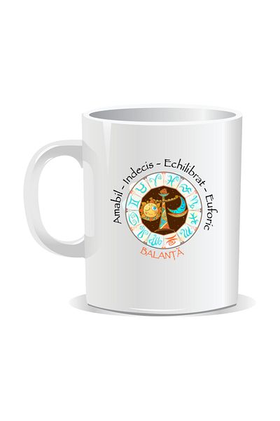 OEM Personalized mug with zodiac, complete horoscope with Libra - White interior