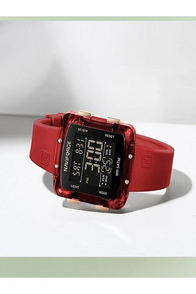Naviforce Fashion Casual Lady's Square Digital Air Rubber Strap Waterproof Elegant Sport Women Wristwatch