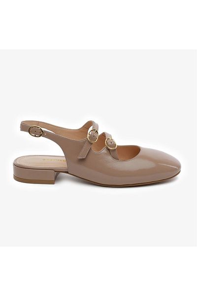 Greyder 59267 Mink Wrinkled Patent Leather Genuine Leather Women's Ballerinas