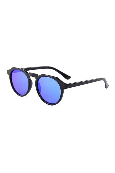 Tessero Round Sunglasses, Unisex, UV400 Protection, Polarized Blue Lens, Black