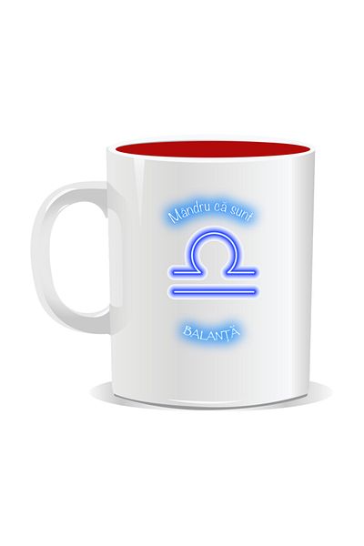 OEM Personalized zodiac mug, Neon with Libra - Red interior