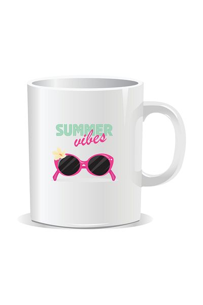 OEM Personalized mug with summer messages, Summer Vibes 6 - White interior
