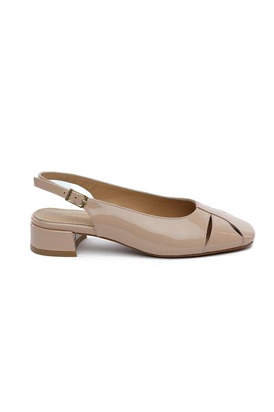 Greyder 59272 Powder Wrinkled Patent Leather Genuine Leather Women's Ballerinas