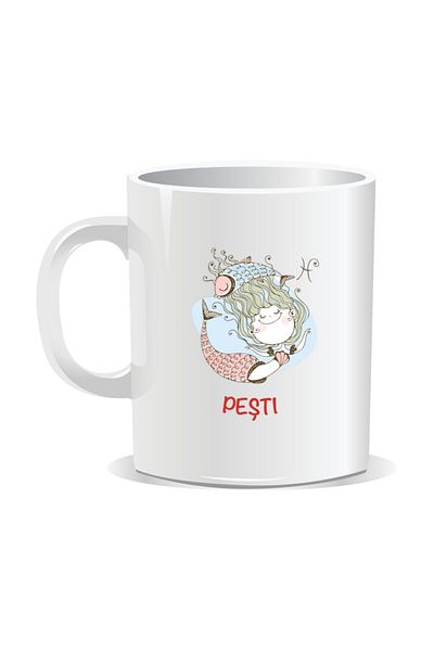 OEM Personalized mug with zodiac sign, Pisces zodiac symbol - White interior