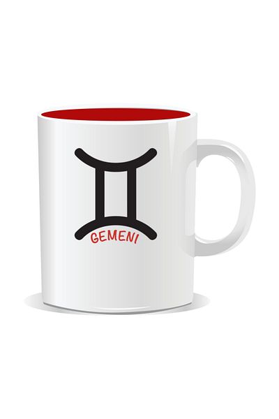 OEM Personalized mug with zodiac sign, Gemini - Red interior