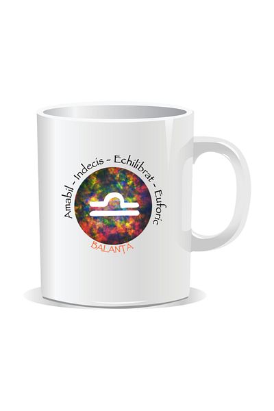 OEM Personalized mug with zodiac, Cosmos colored with Libra - White interior
