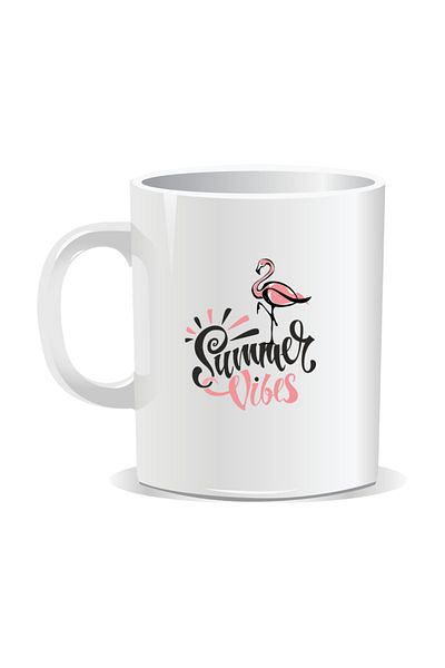 OEM Personalized mug with summer messages, Summer Vibes 2 - White interior