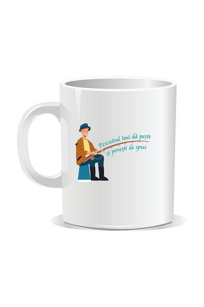 OEM Personalized mug with message for fishermen, Fishing gives me fish and stories to tell - White interior