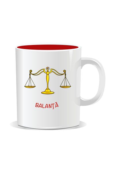 OEM Personalized mug with zodiac sign, Libra - Red interior