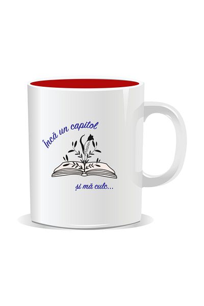 OEM Personalized mug with messages for nerds, One more chapter and I'm off to bed - Red interior