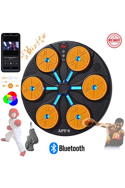 Generic FOTOFUN® Smart Boxing Machine with Bluetooth, RGB Lights, Gloves Included Home Gym, orange