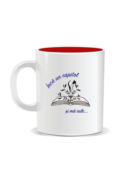 OEM Personalized mug with messages for nerds, One more chapter and I'm off to bed - Red interior