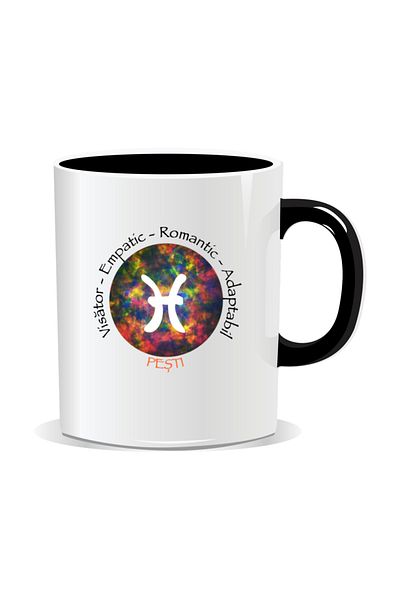 OEM Personalized mug with zodiac, Cosmos colored with Pisces - Black interior