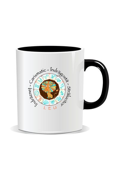 OEM Personalized mug with zodiac, complete horoscope with Leo - Black interior