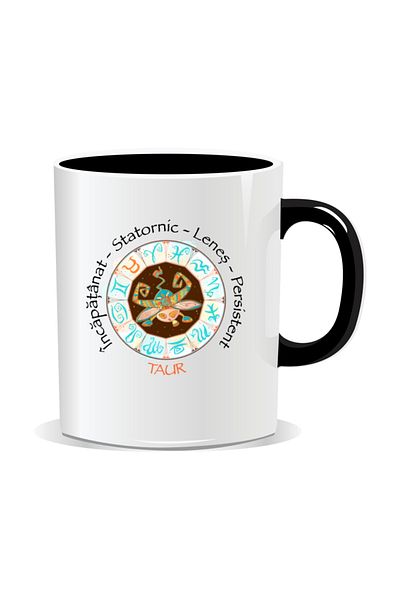 OEM Personalized mug with zodiac, complete horoscope with Taurus - Black interior