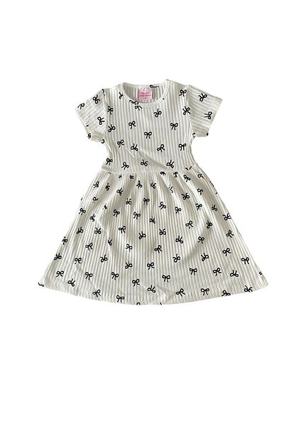 BY-GRİ By-Grey Mini Ribbon Short Sleeve Girl's Dress