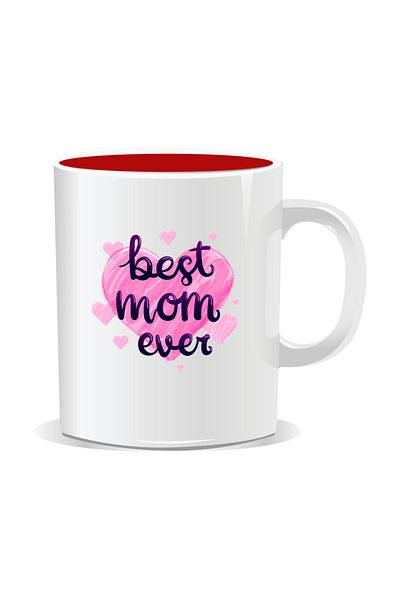 OEM Personalized mug with March 8th messages for mothers, Best Mom Ever - Red interior