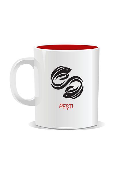 OEM Personalized mug with zodiac sign, Pisces - Red interior