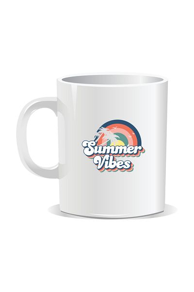 OEM Personalized mug with summer messages, Summer Vibes 5 - White interior