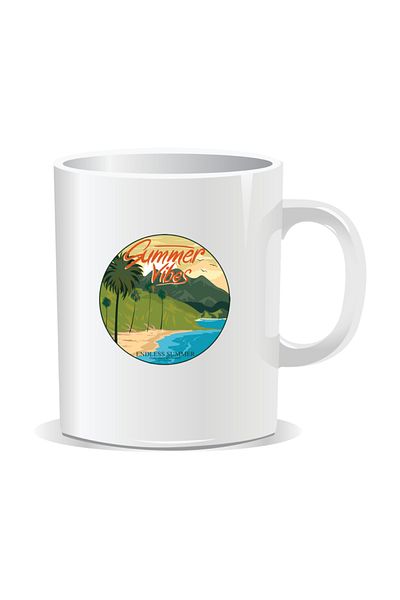 OEM Personalized mug with summer messages, Summer Vibes 1 - White interior
