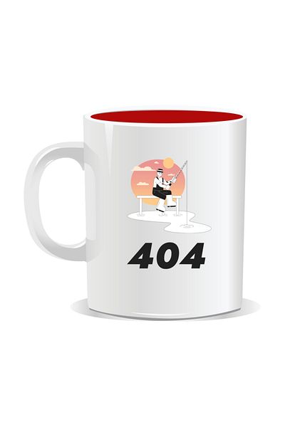 OEM Personalized mug with message for fishermen, 404 Fish not found - Red interior