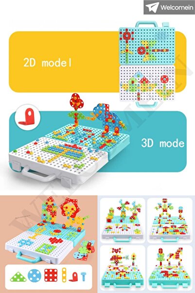 SCOWETTO 3D Yaratıcı 340 Parça Tamir Seti Pilli Matkaplı Sök Tak Çantalı Eğit...