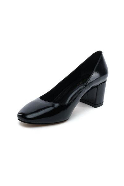 Greyder 59257 Black Wrinkled Patent Leather Genuine Leather Women's Classic Shoes