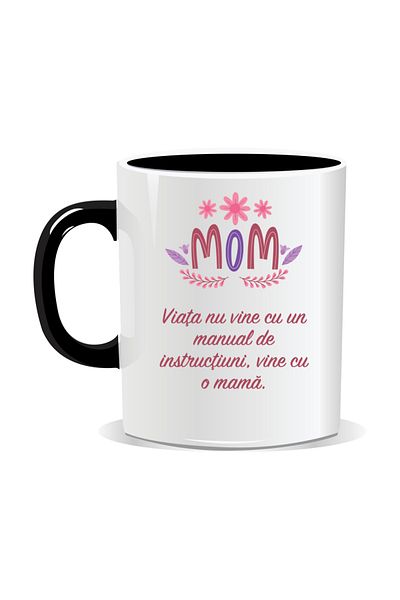 OEM Personalized mug with March 8 messages for mothers, Life doesn't come with a manual - Black interior