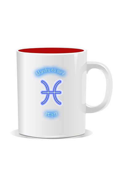OEM Personalized Zodiac Mug, Neon with Pisces - Red Interior
