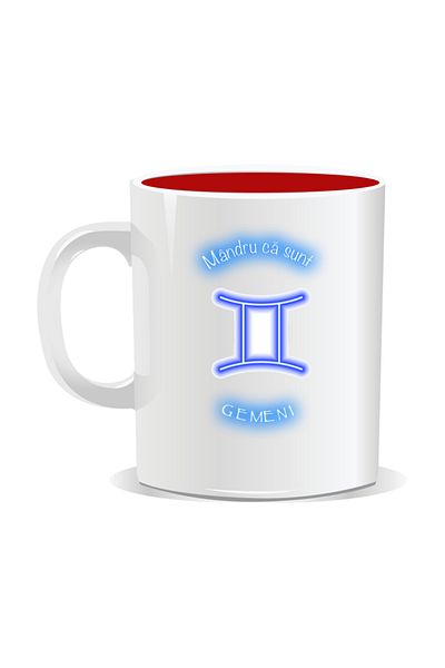 OEM Personalized zodiac mug, Neon with Gemini - Red interior