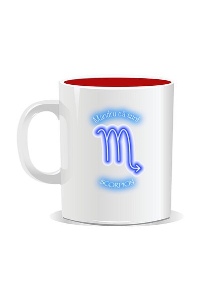OEM Personalized zodiac mug, Neon with Scorpio - Red interior