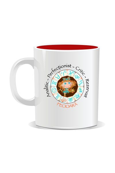 OEM Personalized mug with zodiac, Complete horoscope with Virgo - Red interior